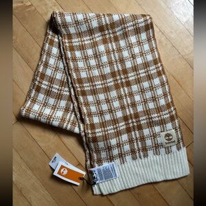 Timberland Tan and White Knit Scarf